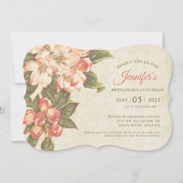 Invitación a almorzar de Novias de Apple Blossom (Anverso)