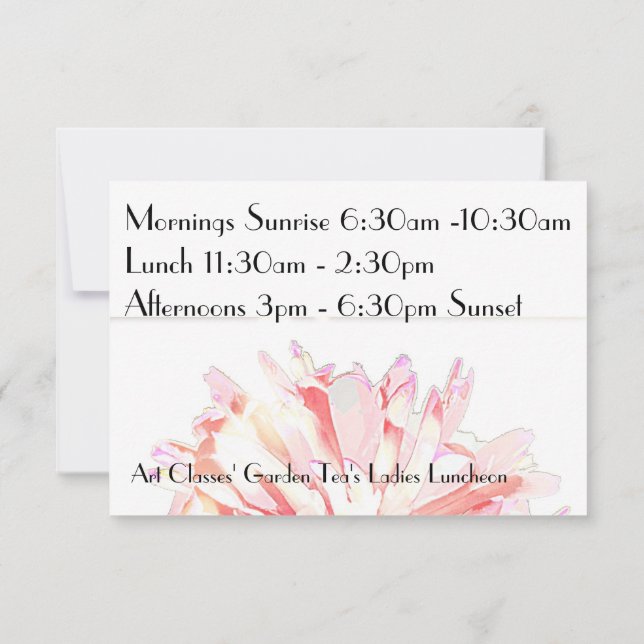 Invitación a Almuerzo de Damas de Clases de Arte (Reverso)