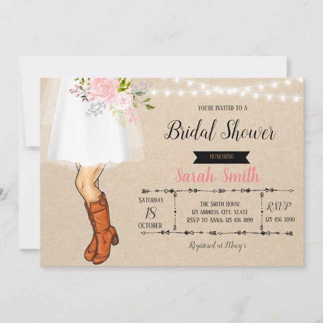 invitación a almuerzo de damas de honor con botas  (Anverso)