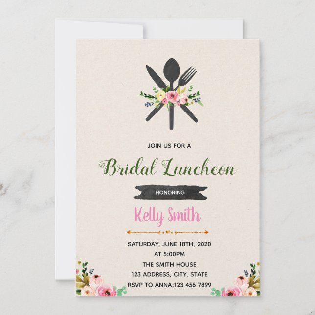 Invitación a Almuerzo Floral de Boda (Anverso)
