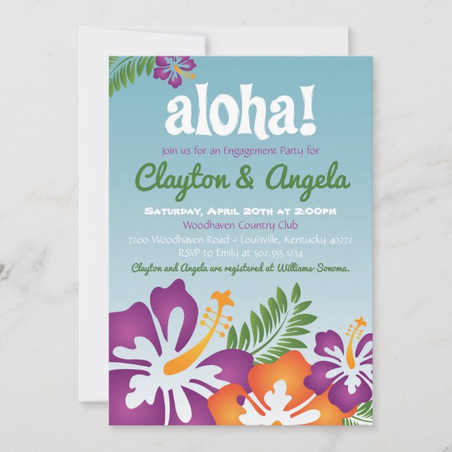 Invitación a Aloha Summer Luau (Anverso)