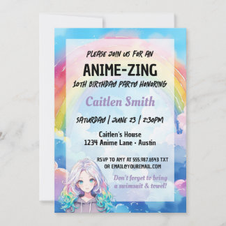 Invitación a animar el arcoiris con cumpleaños ani