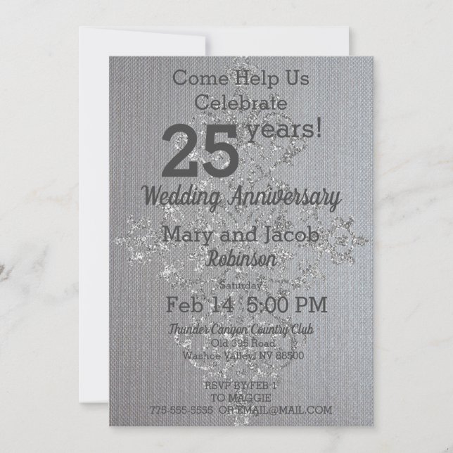 Invitación a Aniversario de Lino de moda y Plata (Anverso)