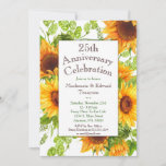 Invitación a aniversario floral amarillo de giraso<br><div class="desc">Una encantadora y clásica acuarela color amarillo girasol invitación al aniversario floral.</div>