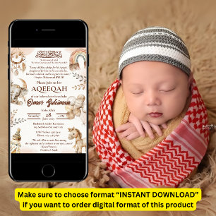Invitación a Aqiqah del recién nacido musulmán neu