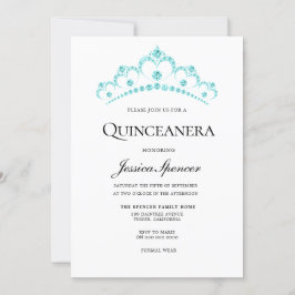 Invitación a Aqua Verde azulado Diamante Tiara Qui