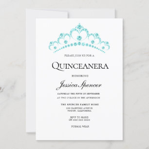 Invitación a Aqua Verde azulado Diamante Tiara Qui
