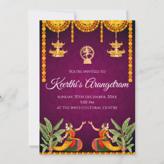 Invitación a Arangetram y espectáculo de Bharatnat