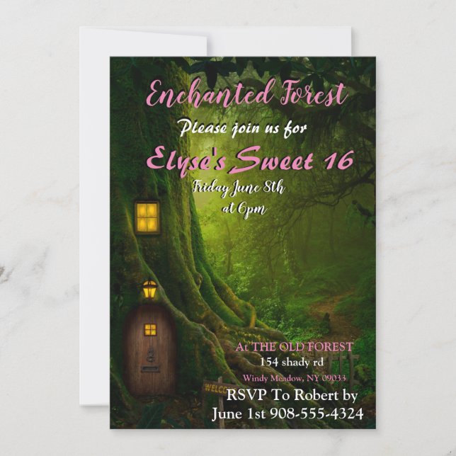 Invitación a árboles forestales encantados (Anverso)