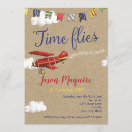 Invitación a avión de cosecha, primer cumpleaños p