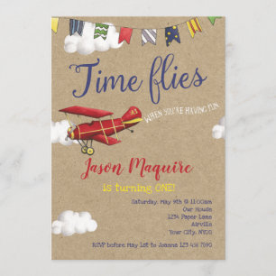 Invitación a avión de cosecha, primer cumpleaños p