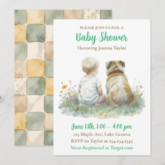 Invitación A Baby and Puppy Dog Gender Neutral Baby Shower