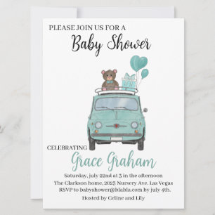 Invitación a Baby Boy Shower Fiat 500