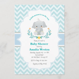 Invitación a Baby Elephant Boy Baby Shower