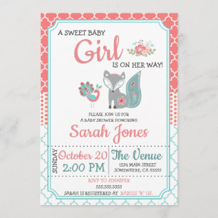 Invitación a Baby Fox Baby Shower - Chica