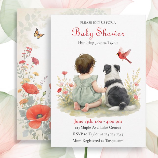 Invitación A Baby Girl and her Puppy Baby Shower Invitation (Subido por el creador)