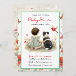 Invitación A Baby Girl and her Puppy Baby Shower Invitation
