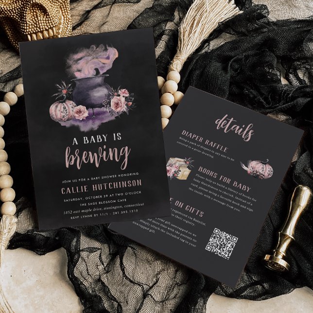 Invitación A Baby Is Brewing All in One Halloween Baby Shower (Subido por el creador)
