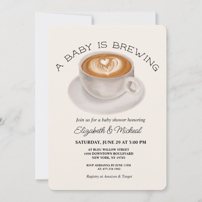 Invitación A Baby is Brewing Baby Shower Invitation (Anverso)