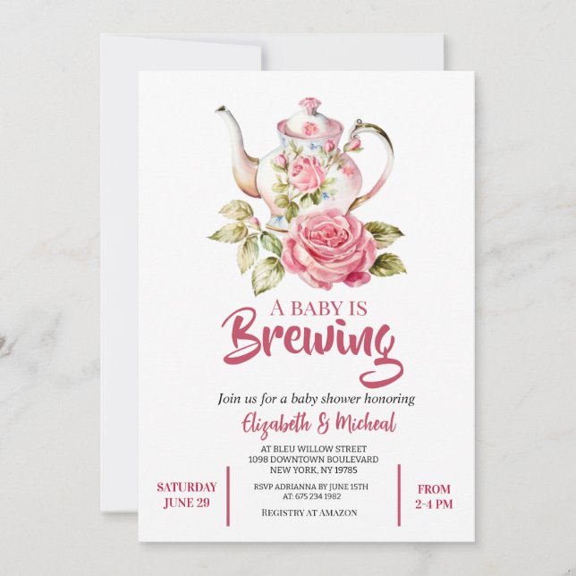 Invitación A Baby is Brewing Baby Shower Invitation (Anverso)