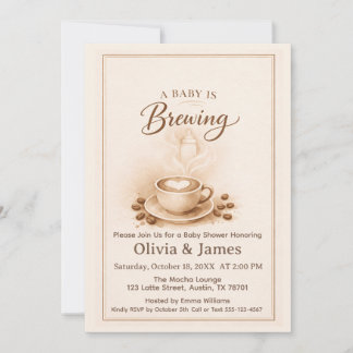 Invitación A Baby Is Brewing Baby Shower Invitation