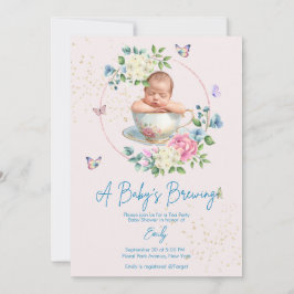 Invitación A Baby is Brewing Blush Pink Baby Shower 