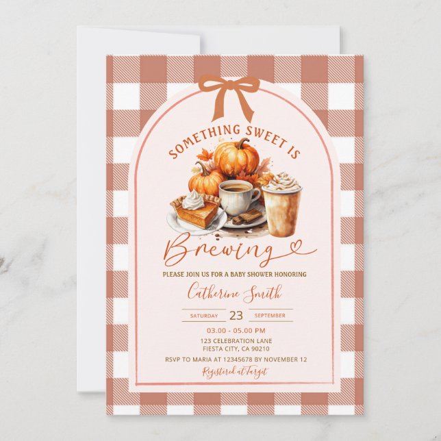 Invitación A Baby is Brewing Coffee Baby Shower Fall Autumn (Anverso)