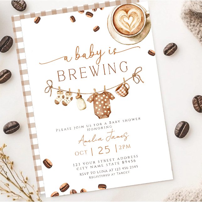 Invitación A Baby is Brewing Coffee Bean Baby Shower (Subido por el creador)