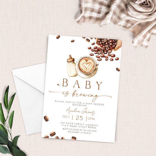 Invitación A Baby is Brewing Coffee Bean Baby Shower (Subido por el creador)