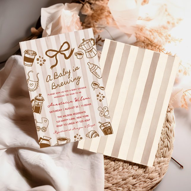 Invitación A Baby is Brewing Coffee bow hand drawn Shower (Subido por el creador)
