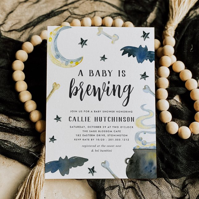 Invitación A Baby Is Brewing | Cute Halloween Baby Shower (Subido por el creador)
