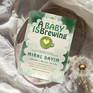 Invitación A Baby Is Brewing Green Tea Matcha Baby Shower
