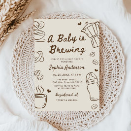 Invitación A Baby is Brewing Hand Drawn Coffee Baby Shower
