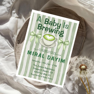 Invitación A Baby Is Brewing Matcha Baby Shower 