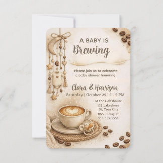 Invitación A Baby is Brewing Neutral Coffee Baby Shower