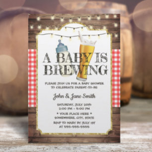 Invitación A Baby is Brewing Rustic Beer Baby Shower