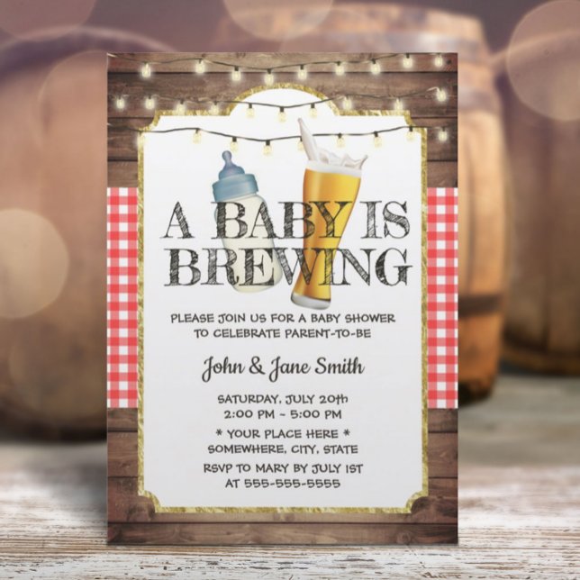 Invitación A Baby is Brewing Rustic Beer Baby Shower (Subido por el creador)