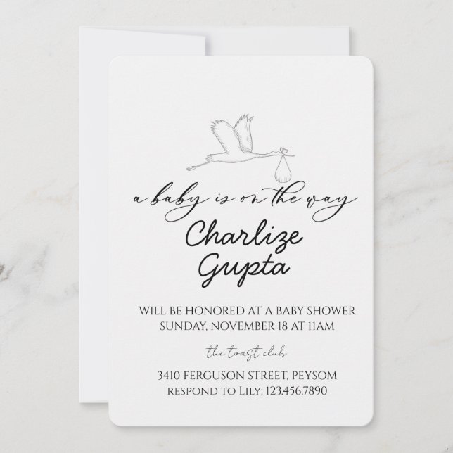 Invitación A Baby Is on the Way Baby Shower  (Anverso)