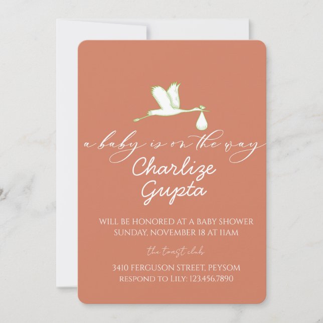 Invitación A Baby Is on the Way Baby Shower  (Anverso)