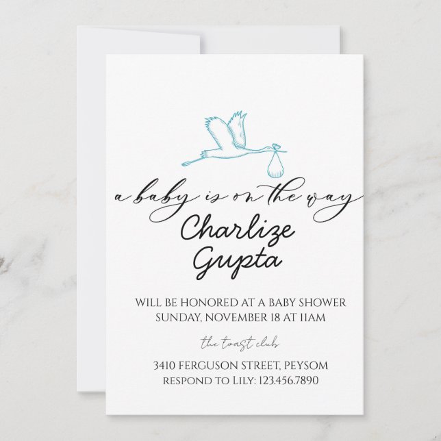 Invitación A Baby Is on the Way Baby Shower  (Anverso)