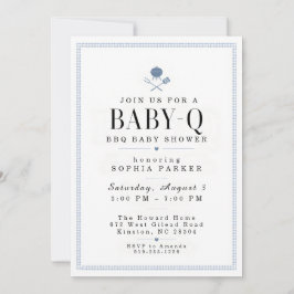 Invitación a Baby-Q BBQ Baby Shower con Gingham Az
