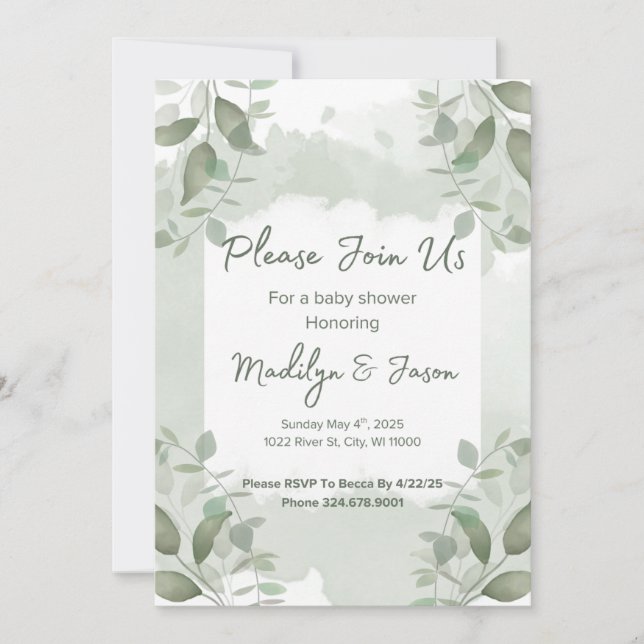 Invitación a baby shower (Anverso)