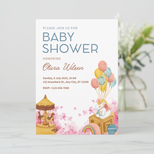 Invitación a baby shower (Anverso de pie)