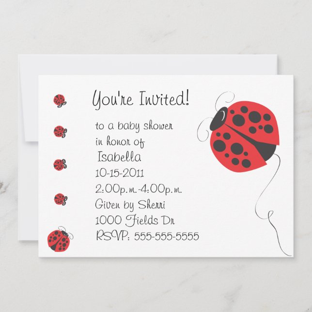 Invitación a Baby Shower a la Madre Ladybug y Baby (Anverso)