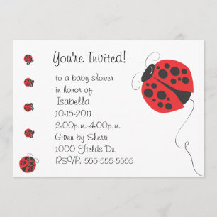 Invitación a Baby Shower a la Madre Ladybug y Baby