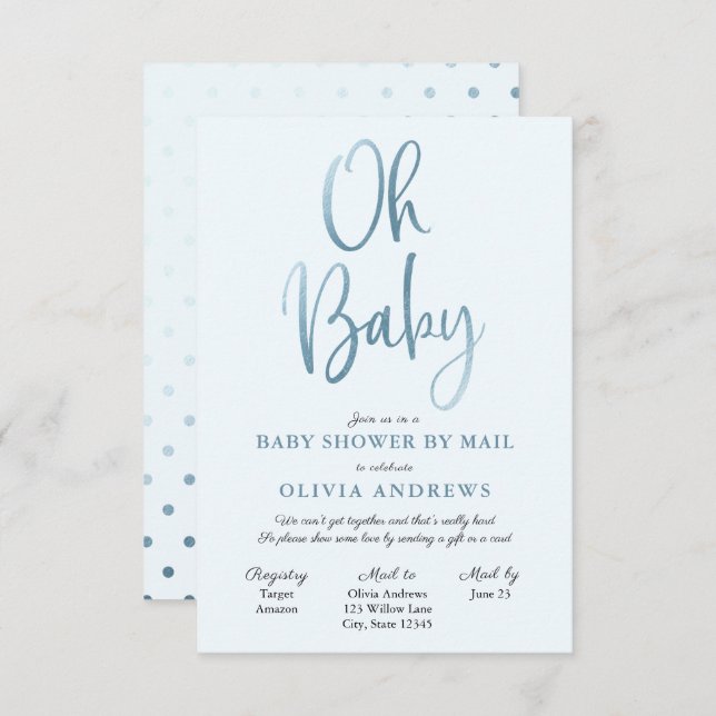 Invitación a Baby Shower a larga distancia (Anverso / Reverso)