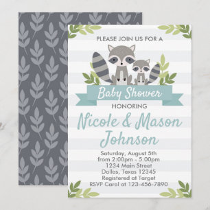 Invitación a Baby Shower a Woodland Raccoon