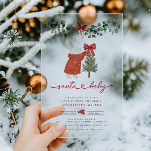 Invitación a Baby Shower acrílico de Santa Bebé