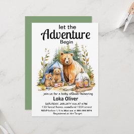 Invitación a Baby Shower Adventure Begin Woodland