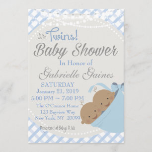 Invitación a Baby Shower afroamericana de dos homb